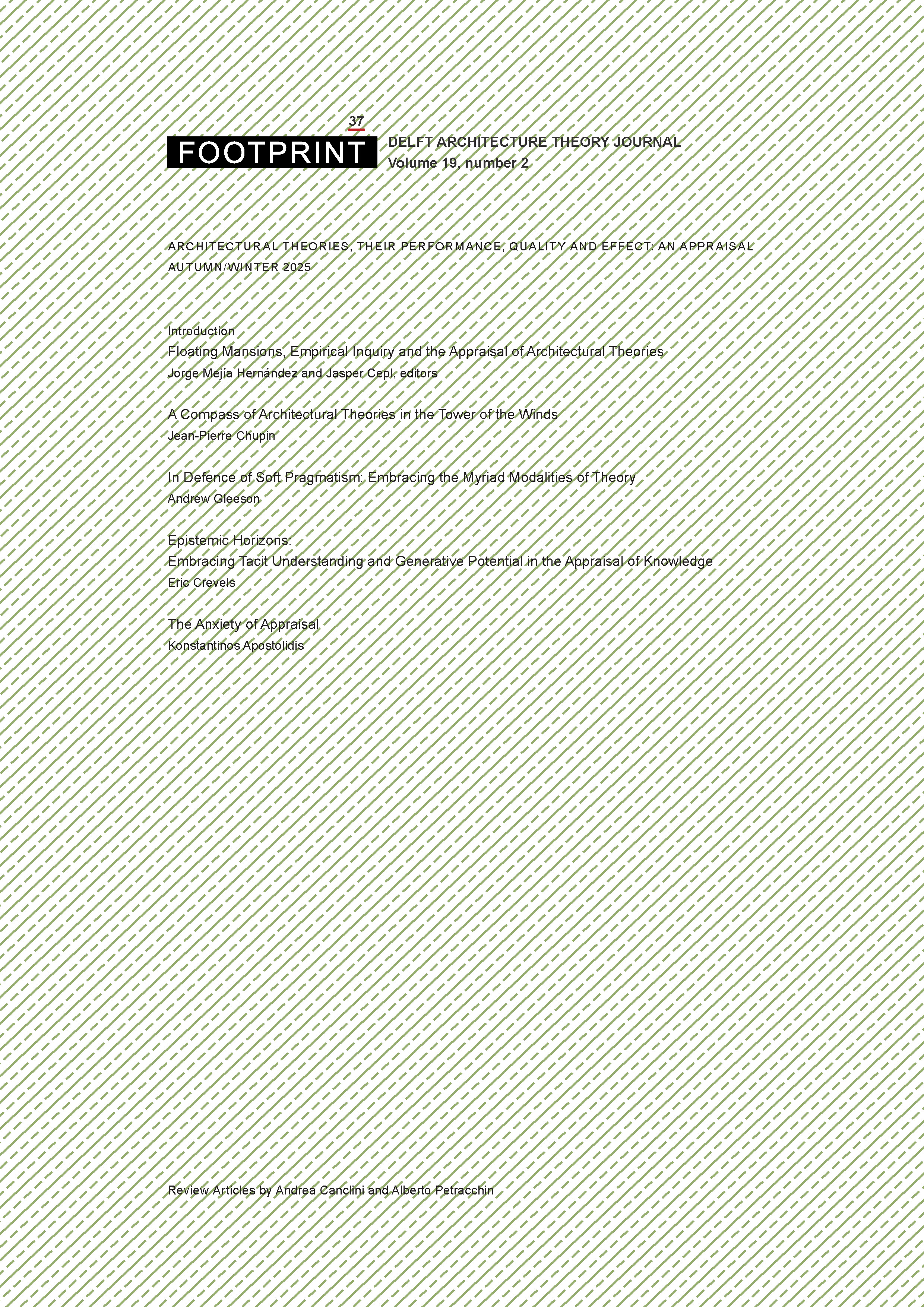 					View Vol. 19 No. 2 (2025): Architectural Theories, their Performance, Quality and Effect: An Appraisal
				